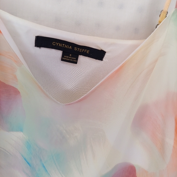 Cynthia Steffe Dress Slip 6 Midi V-Neck Watercolor Floral Lined Shift Strappy - Picture 6 of 7